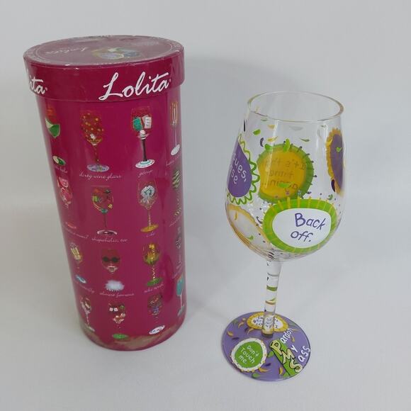 Lolita Wine Glass PMS "Pardon My Sass" Hand Painted with Recipe on bottom - Picture 1 of 4